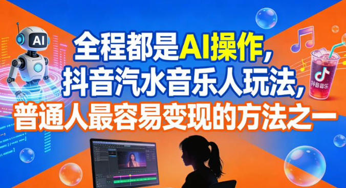 全程都是AI操作，抖音汽水音樂人玩法，普通人最容易變現(xiàn)的方法之一